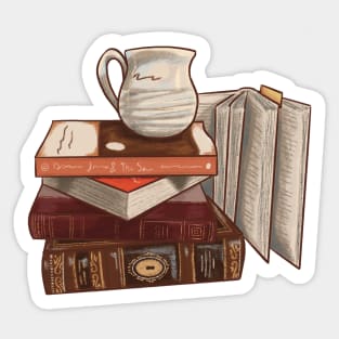 Warm Bookish Bookstack Sticker